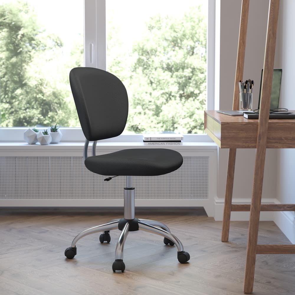 Mid-back Mesh Padded Swivel Task Office Chair with Chrome Base