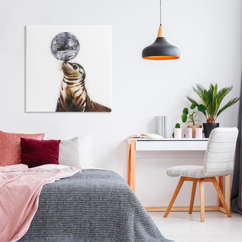 Stupell Seal Balancing Disco Ball Canvas Wall Art Design By Amanda Greenwood