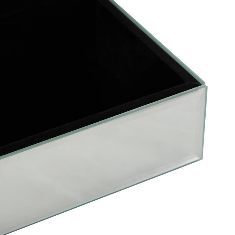 Glass Mirrored Jewelry Box with Pink or Black Bubble Textured Balls - Silver - Roche River Decor