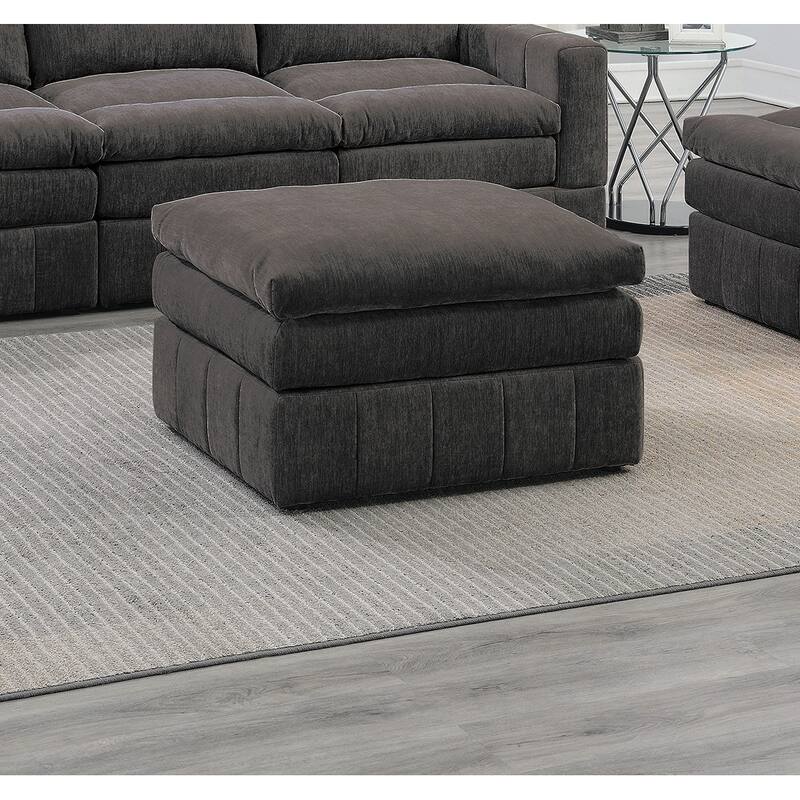 Contemporary 1pc Ottoman Modular Chair Sectional Sofa Living Room Furniture Mink Morgan Fabric- Suede