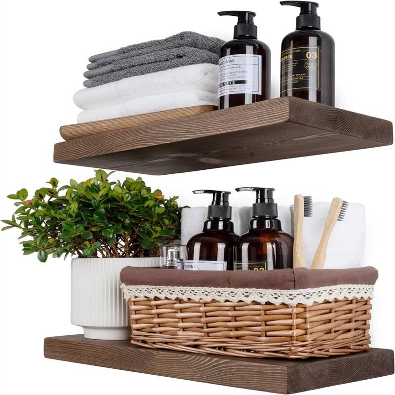 Floating Shelves 16 inch Long - 6.7"D x 16"W x 1.25"H - 6.7"D x 16"W x 1.25"H - Distressed Walnut
