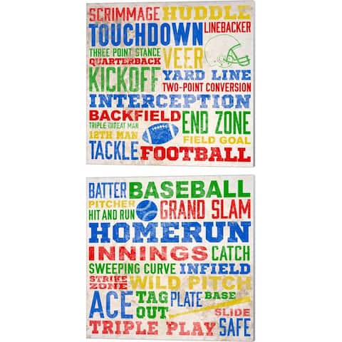 SD Graphics Studio 'Colorful Football & Baseball Typography' Canvas Art (Set of 2)