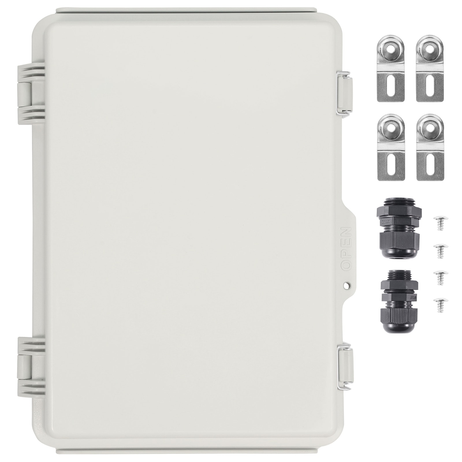 Outdoor Electrical Junction Box, ABS Plastic Electrical Enclosure Box with Hinged Cover Stainless Steel Latch