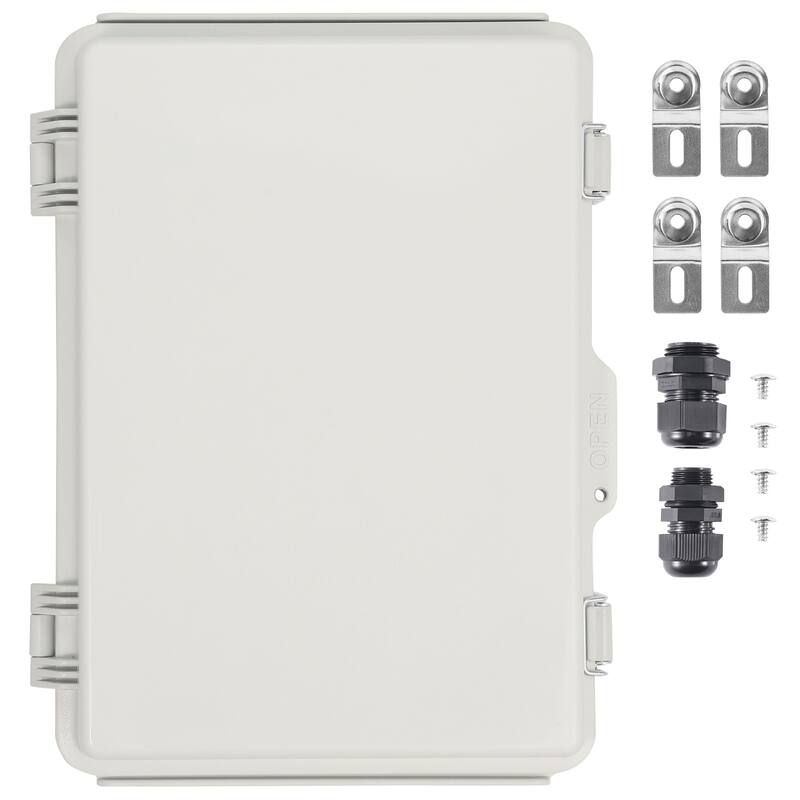 Outdoor Electrical Junction Box, ABS Plastic Electrical Enclosure Box with Hinged Cover Stainless Steel Latch - 16.93 x 12.99 x 7.09 in