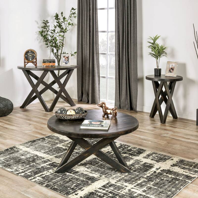 Starella Farmhouse 47-inch Solid Wood Brazilian Pine Half-Moon Sofa Table by Furniture of America
