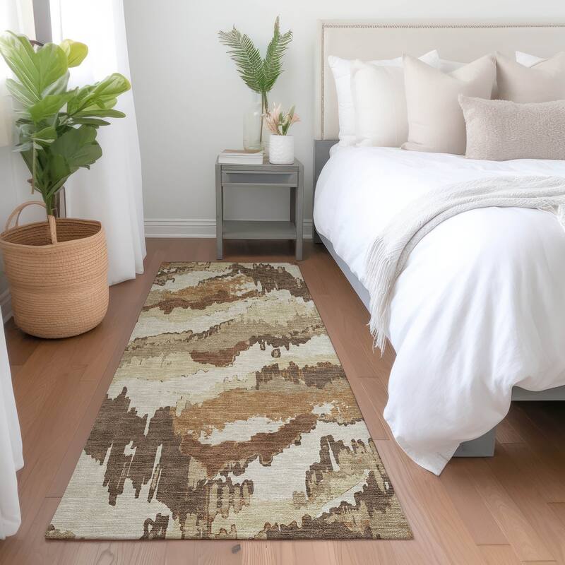 Machine Washable Indoor/ Outdoor Chantille Ombre Abstract Rug