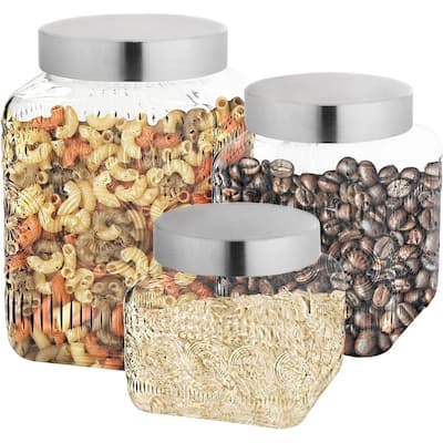 Square Canister Set 3-Piece Glass Jars