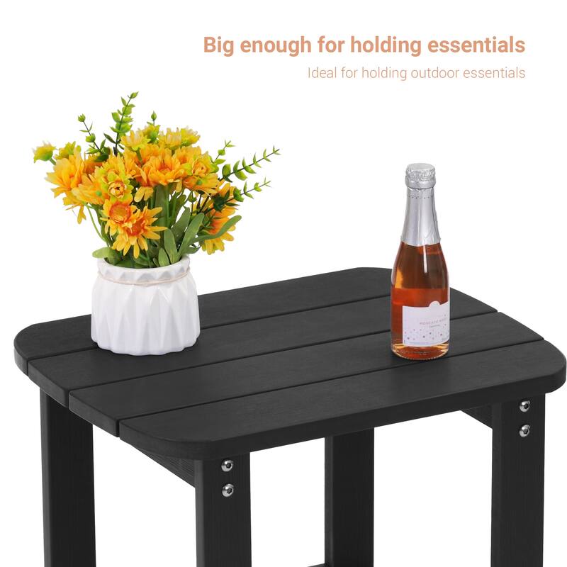 LIVOOSUN Patio Adirondack Plastic Wood Outdoor Side Table for Deck