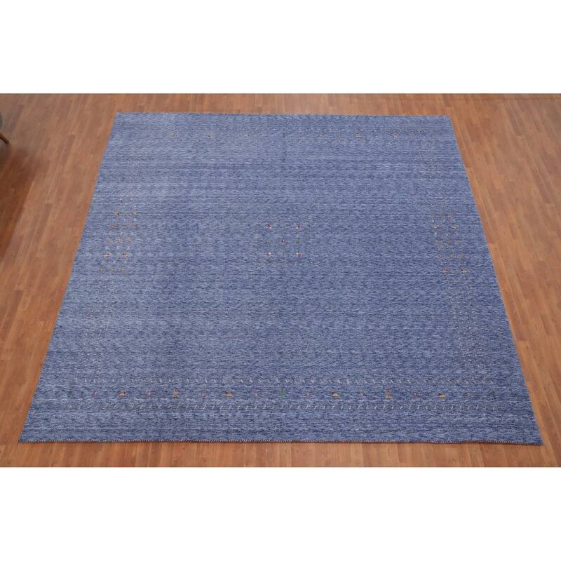 Hand Knotted Oriental 100% Wool Carpet Tribal Animal Pictorial Navy Blue & Blues Gabbeh Area Rug - 12' 0'' X 12' 3''