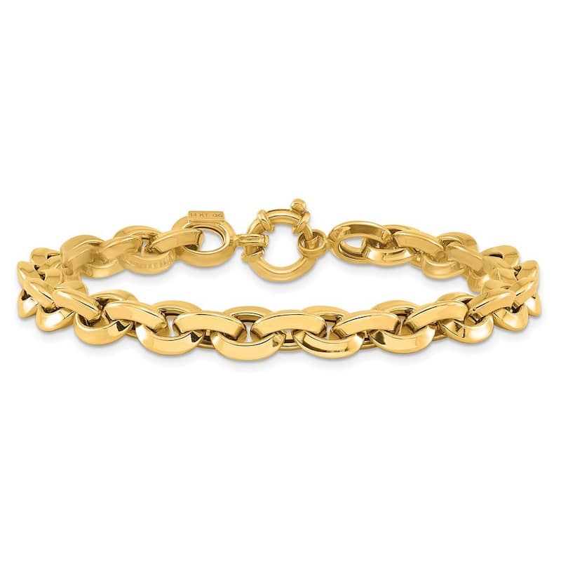Curata 14k Polished Yellow Gold Fancy Knife edge Rolo Link Bracelet 8 Inch