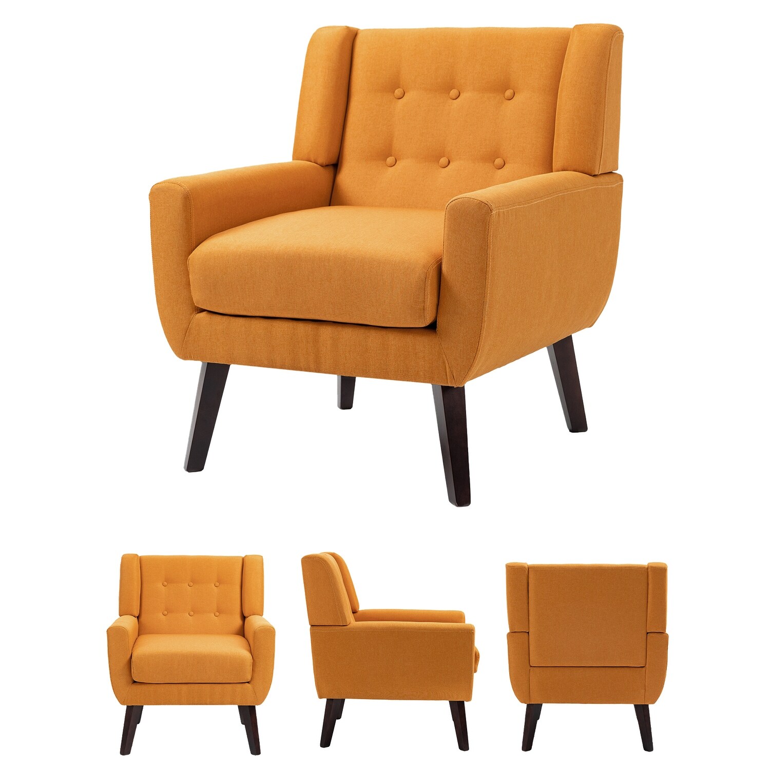 Modern Cotton Linen Upholstered Accent Chair for Living Room-image