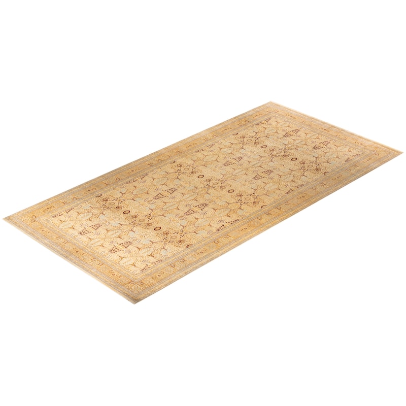 Overton Hand Knotted Wool Vintage Inspired Traditional Mogul Ivory Runner Rug