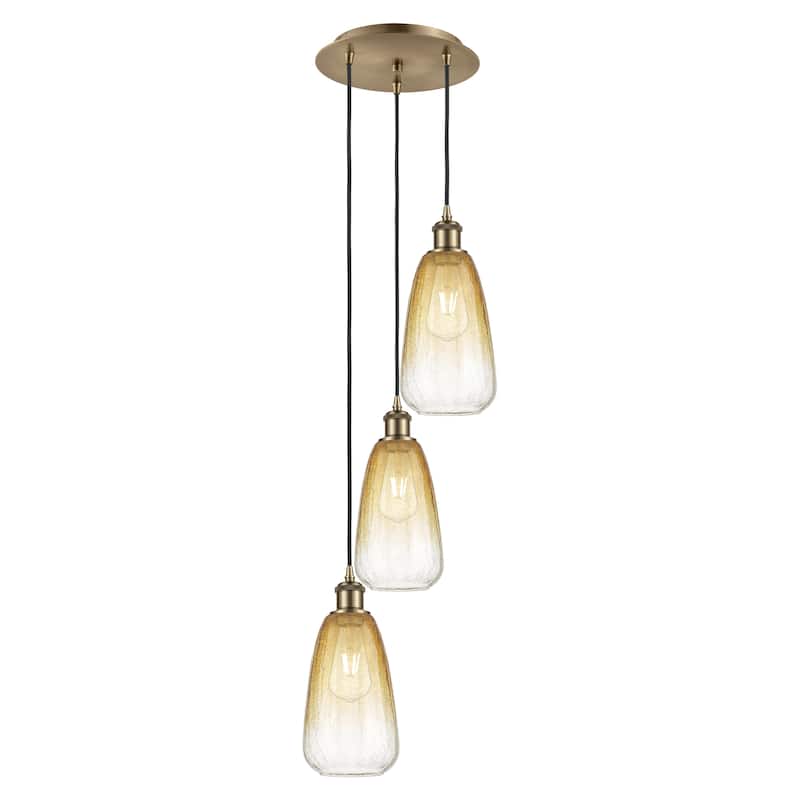 Innovations Lighting Endless Possibilities Ballston - Brookhaven Almond - 3 Light 13" Cord Hung Multi Pendant - Antique Brass/Amber
