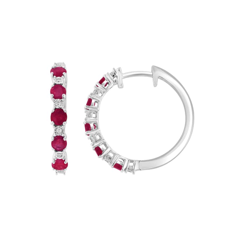 Effy Gold over 925 Sterling Silver Diamond and Ruby Earrings