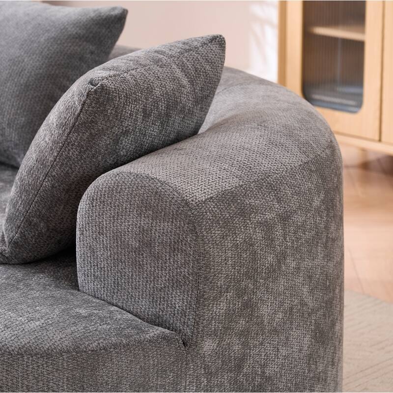 GDFStudio - Crescent-Shaped 67" Chenille Sofa with Self-Inflating Foam and Modular Design