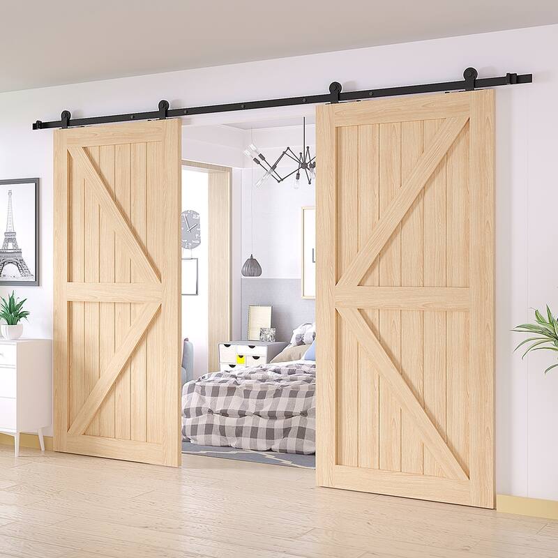 WINSOON 5-12 FT Double Doors Antique Top Mount Sliding Barn Door Hardware