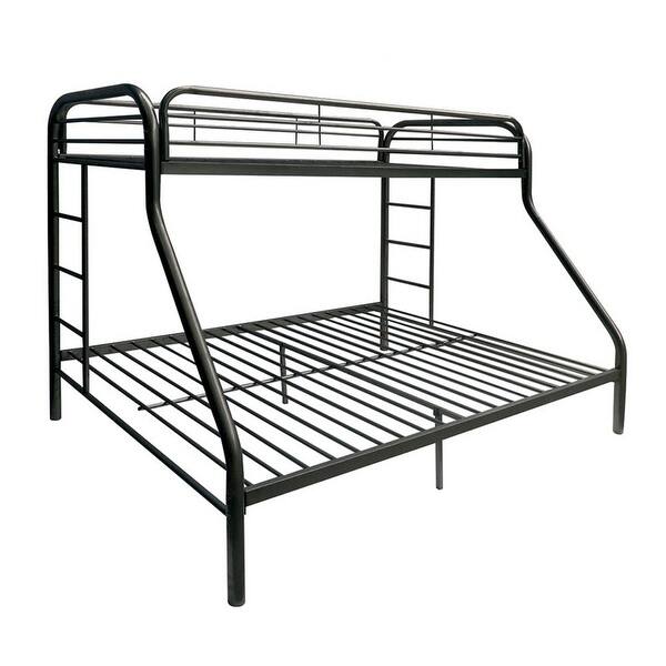 slide 2 of 6, Metal Twin XL/Queen Bunk Bed with Ladders, Black