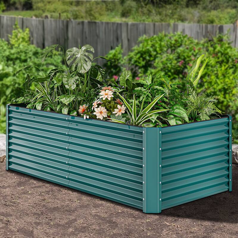 Moasis Outdoor Metal Raised Garden Bed with Gloves