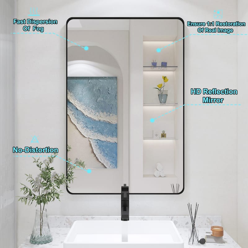 QuivaraView Rectangular Aluminum Framed Bathroom Vanity Mirror