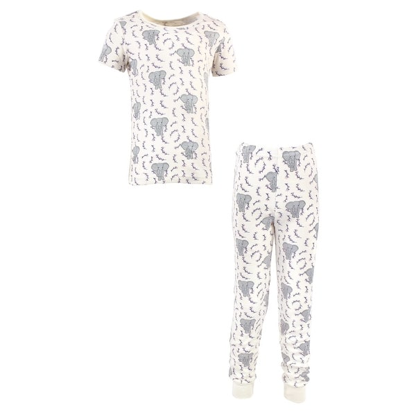 slide 1 of 1, Touched by Nature Baby Girl Organic Cotton Tight-Fit Pajama Set, Pink Elephant 12-18 Months - Pink Elephant