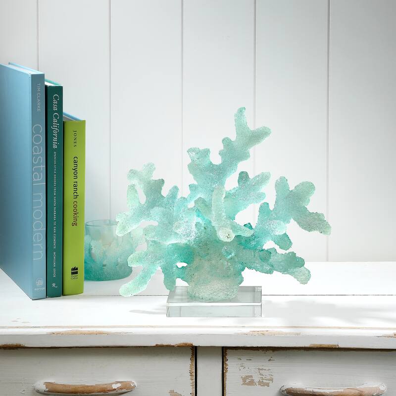12" Clear Resin Coral With Acrylic Base