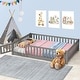 preview thumbnail 31 of 78, Twin/Full/Queen Size Floor Bed with Safety Guardrails, Toddler Floor Bed for Girls and Boys Grey - Full