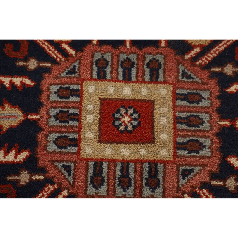 Orange Geometric Heriz Serapi Indian Large Rug Handmade Wool Carpet - 11'11" X 14'10"