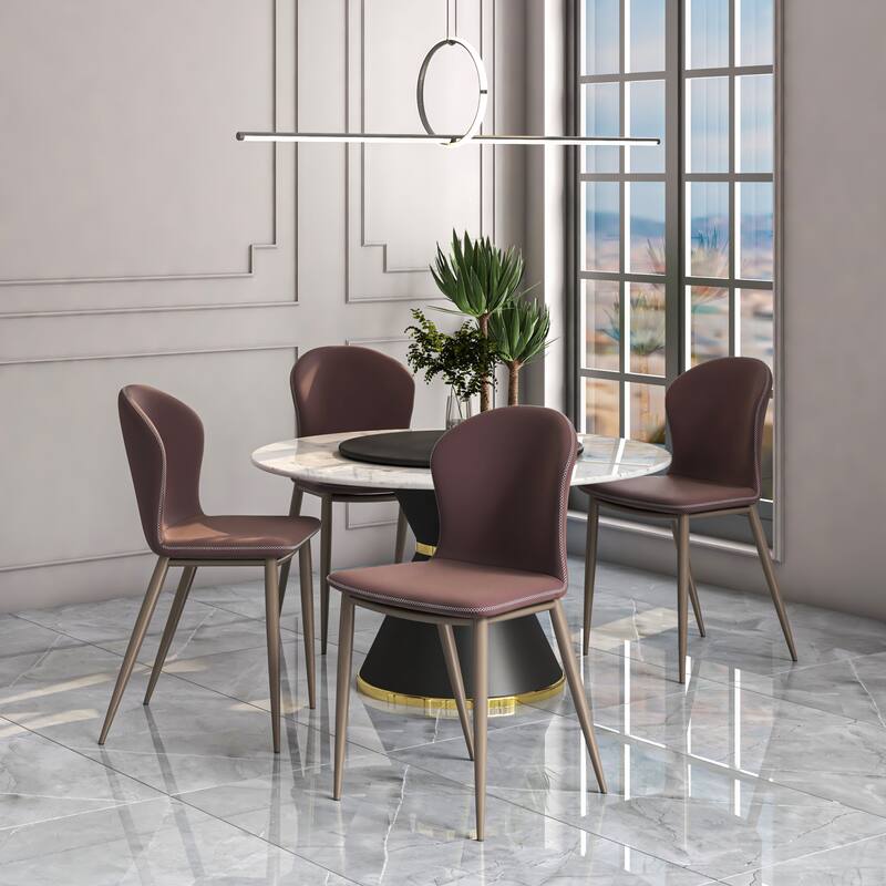 Upholstered Dining Chair in Fabric with Iron Legs Mosaic Series Set of 2