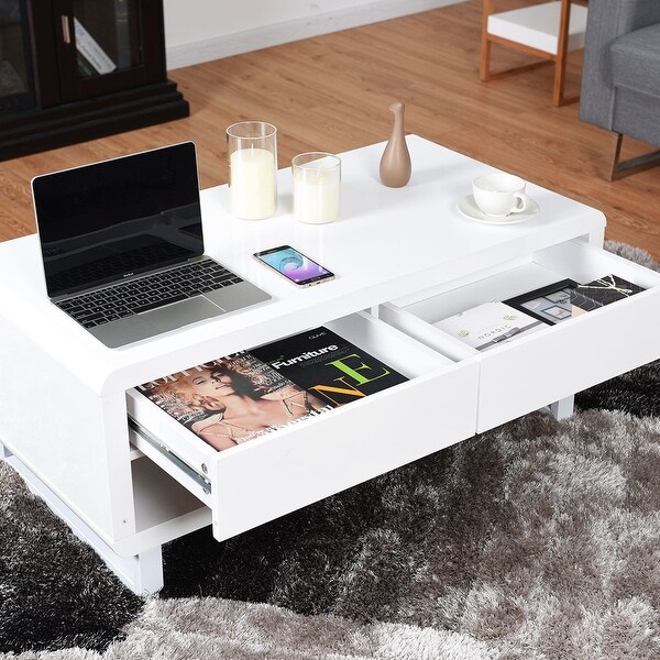 sense white high gloss bedside table with led light