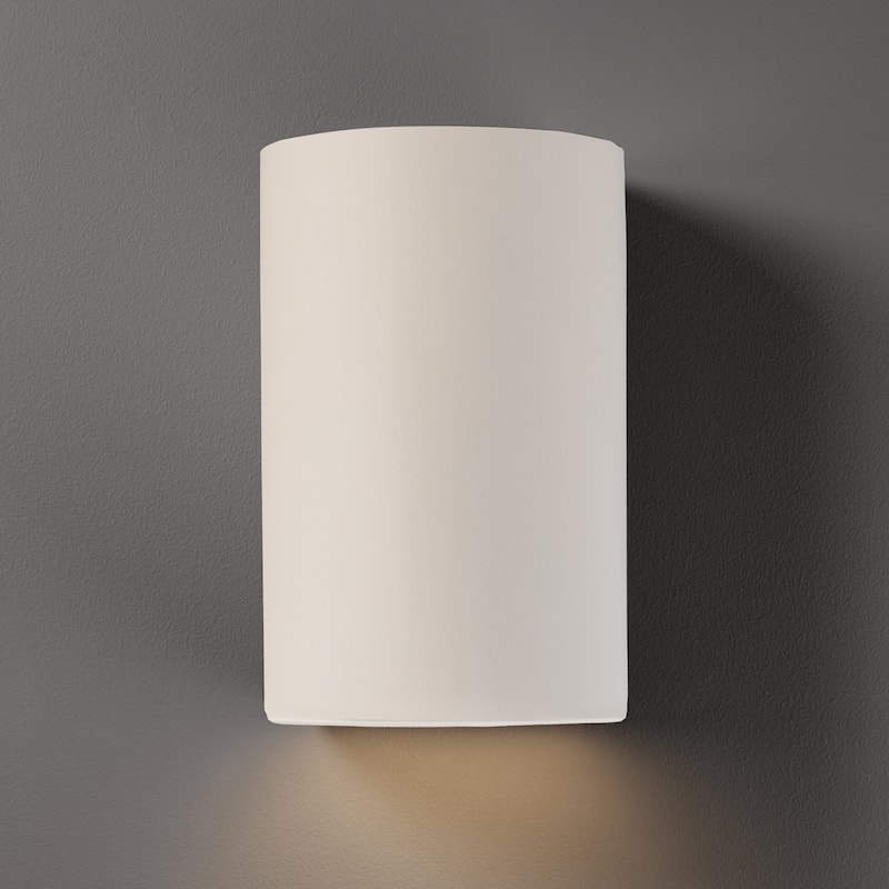 Justice Design Group Ambiance Large Matte White Cylinder Outdoor Closed Top Wall Sconce