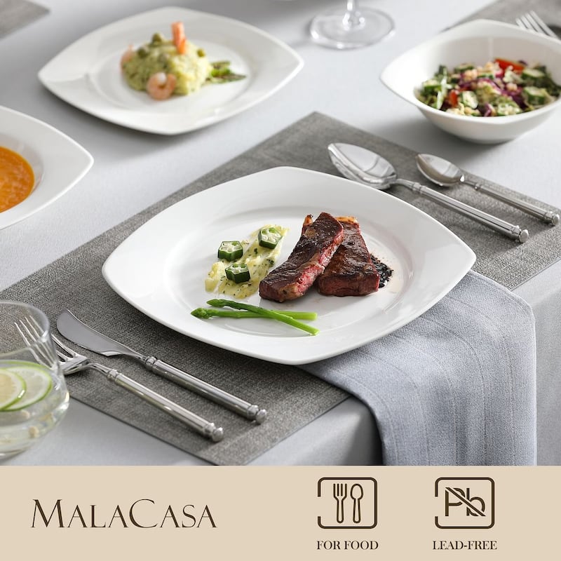 MALACASA 16-Piece New Bone China Dinnerware Set, Service for 4