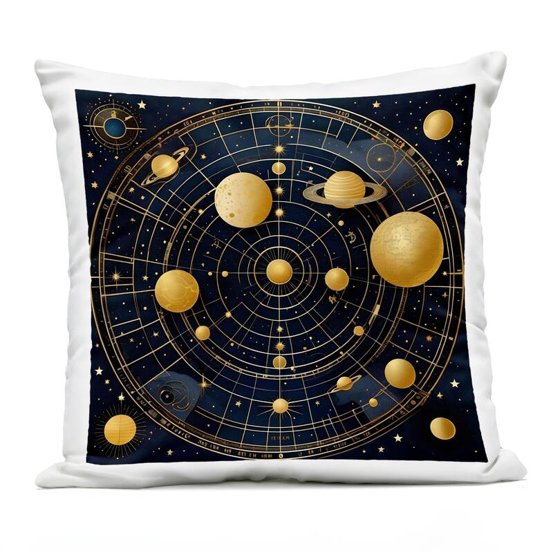 Stupell Astral Planets in Solar System Printed Outdoor Throw Pillow Design by Tabz Jones - Accent - Polyester - Black - Single