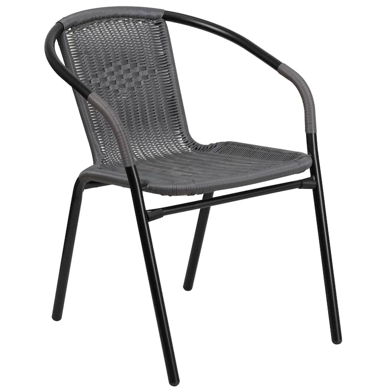 5-Piece Square Indoor/Outdoor Patio Table and Rattan Chairs Set - 28"W x 28"D x 28"H