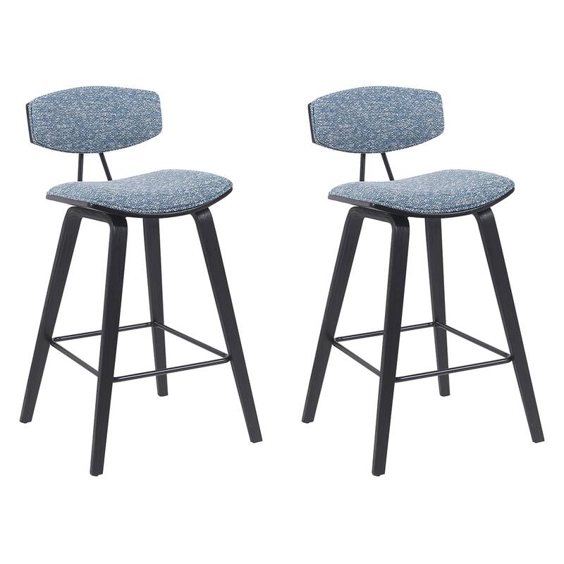 Fox Mid-Century Bar Stool, Upholstered Counter Height Chair with Bentwood Legs