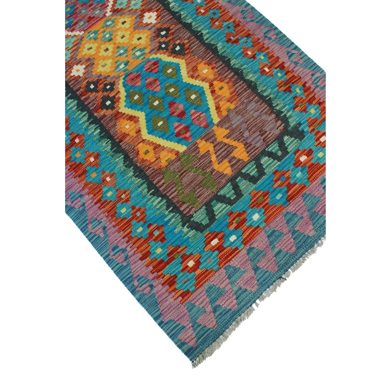 Flatweave Madisyn Brown/Blue Runner - 2'7" x 9'11"
