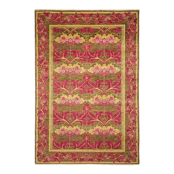 slide 1 of 8, Arts & Crafts, One-of-a-Kind Hand-Knotted Area Rug - Green, 5' 10" x 8' 10" - 5' 10" x 8' 10"