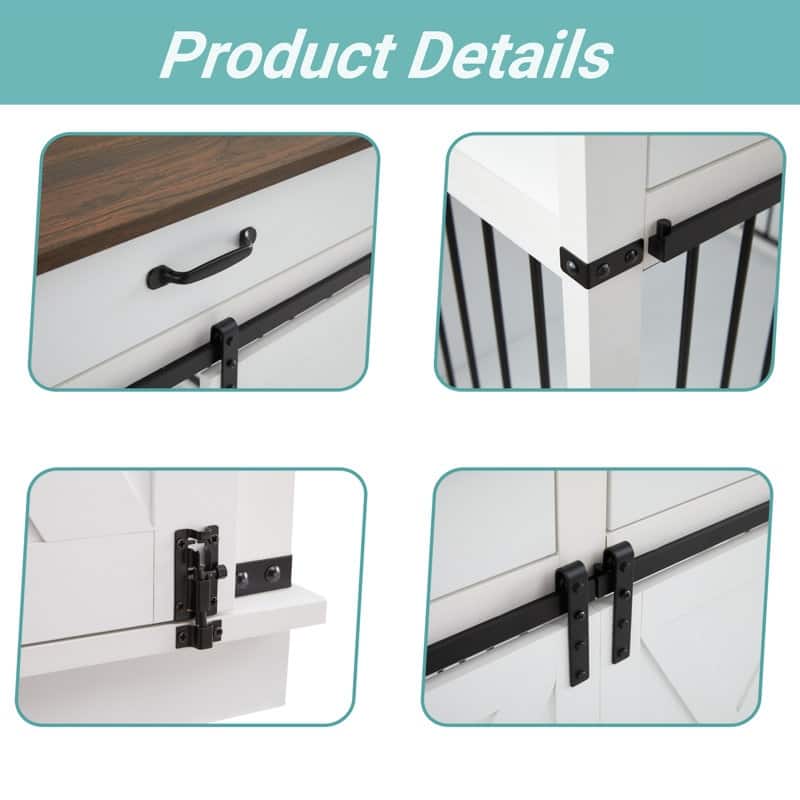 Wood Dog Crate Furniture With Barn Door And 1 Drawer
