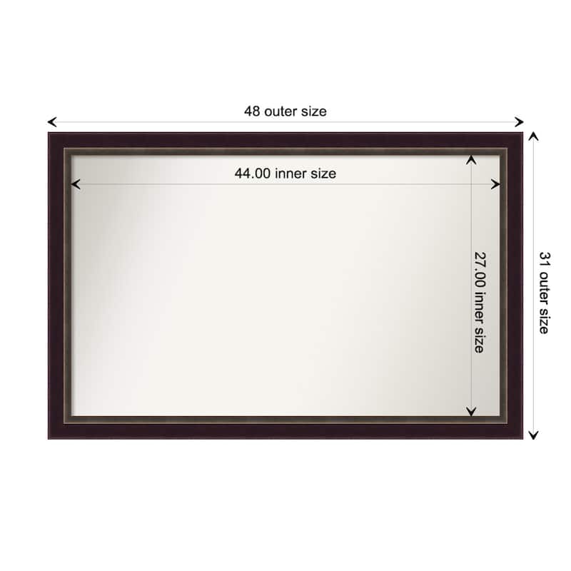 Signore Bronze Framed Non-Beveled Custom Wall Mirror, Bathroom Vanity Mirror - Outer Size: 48.25 x 31.25