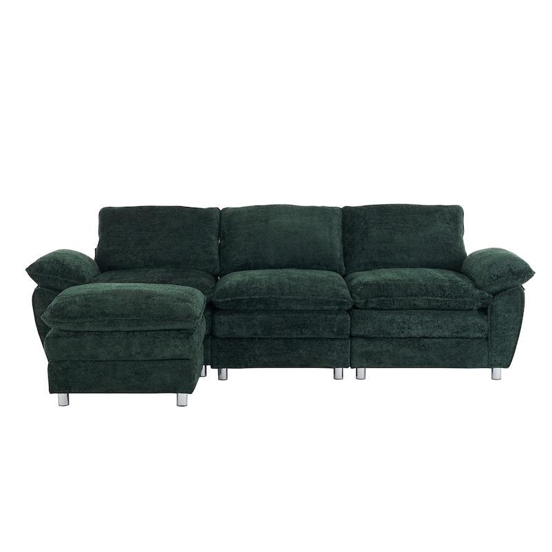 Modern Upholstered Polyester Sleeper Sofa with Ottoman