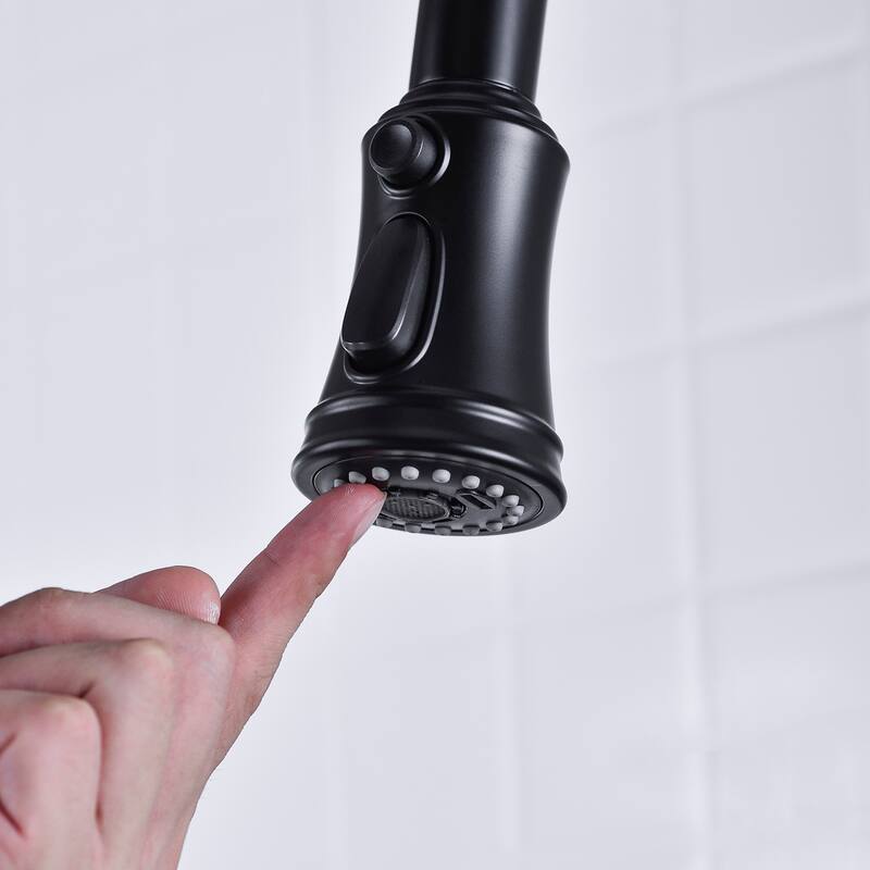 Bridge Kitchen Faucet with Pull-Down Sprayhead in Spot