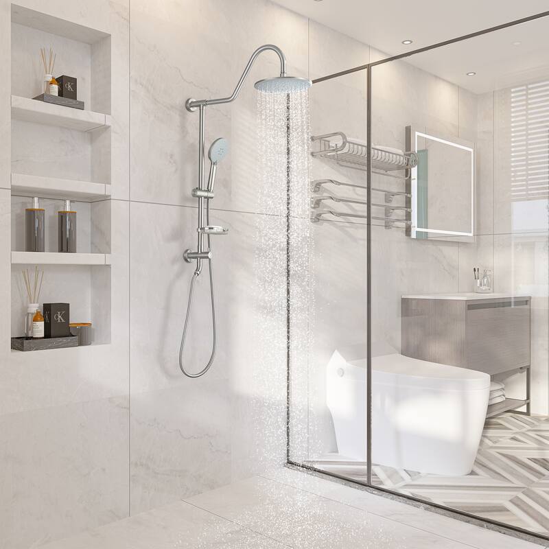 10-In Rainfall Exposed Pipe Shower System without Valve