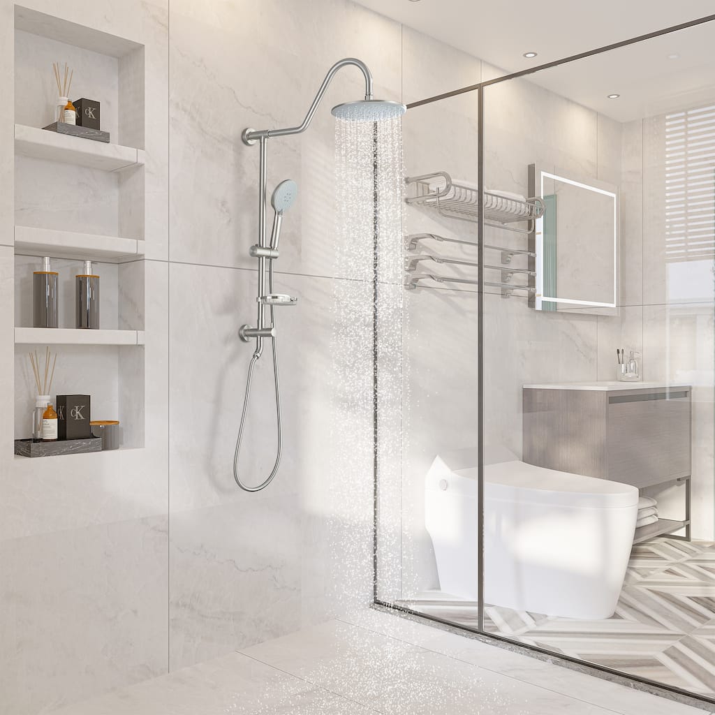 10-In Rainfall Exposed Pipe Shower System without Valve