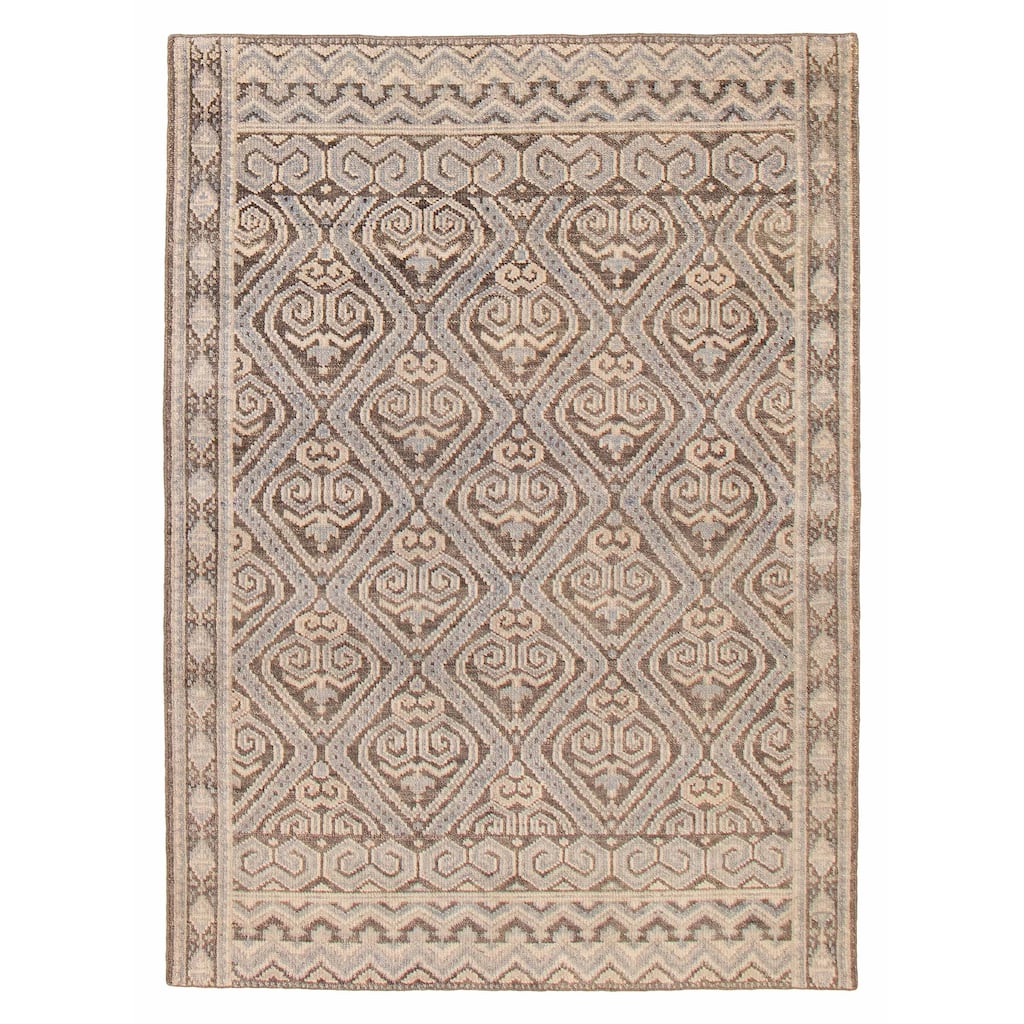 ECARPETGALLERY Hand-knotted Jules Serapi Dark Grey Wool Rug - 5'5 x 7'7