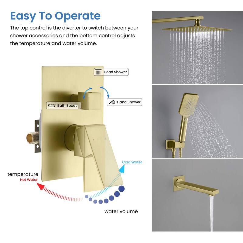 Cube Pressure Balanced 3-Function Shower System with Rough-In Valve