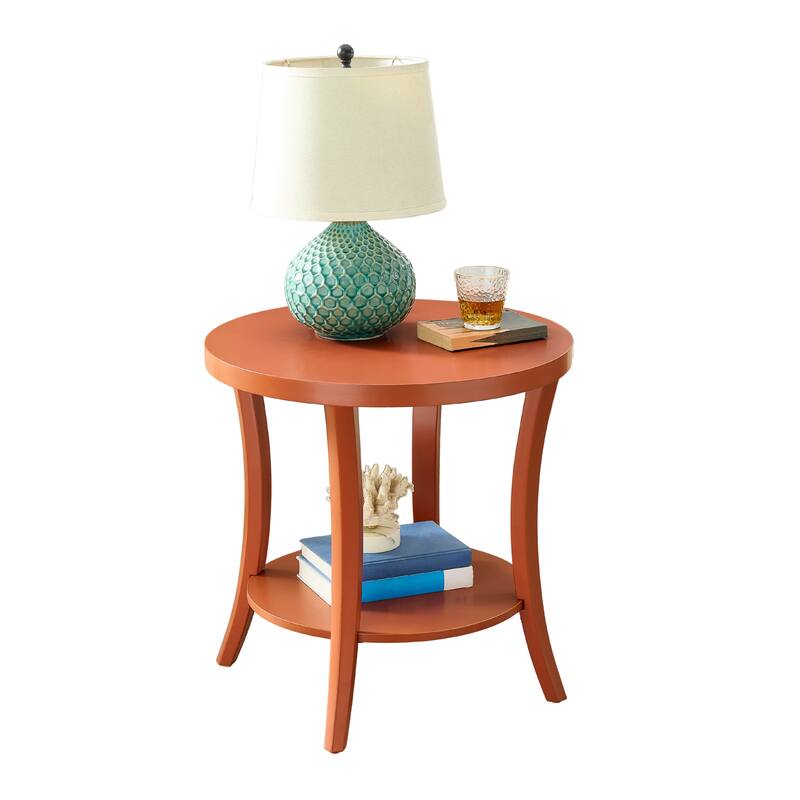 Roundhill Furniture Perth Contemporary Round Shelf End Table