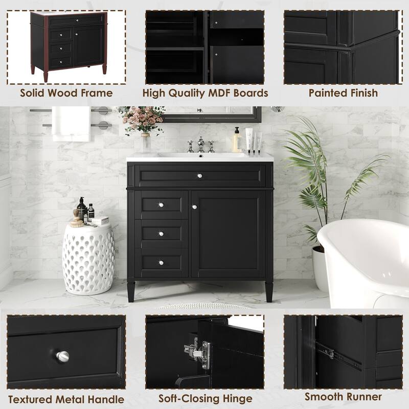 36"Wall Mounted Bathroom Vanity with Resin Sink