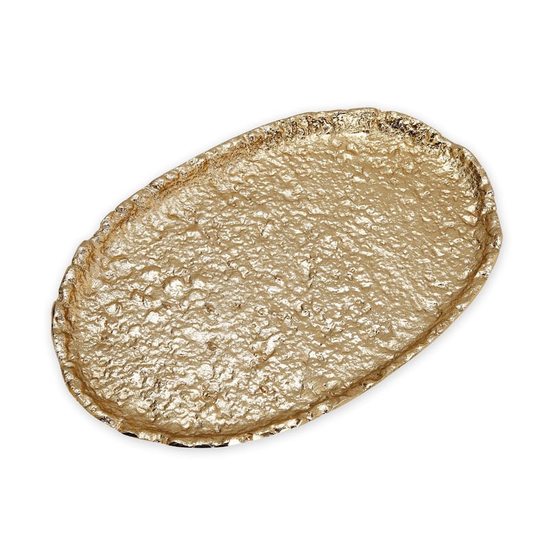 13"L Textured Gold Oval Tray