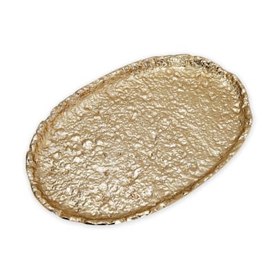 13"L Textured Gold Oval Tray