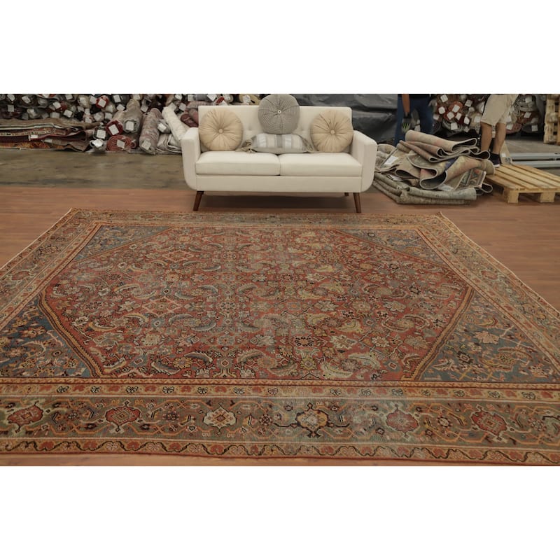 Hand Knotted Oriental 100% Wool Carpet Traditional Floral Oranges & Rust Sultanabad Area Rug - 10' 7'' X 10' 0''
