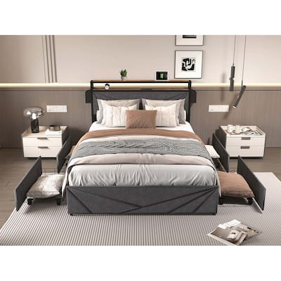 Versatile Bed with Storage and LED Lights for Optimal Sleep Experience